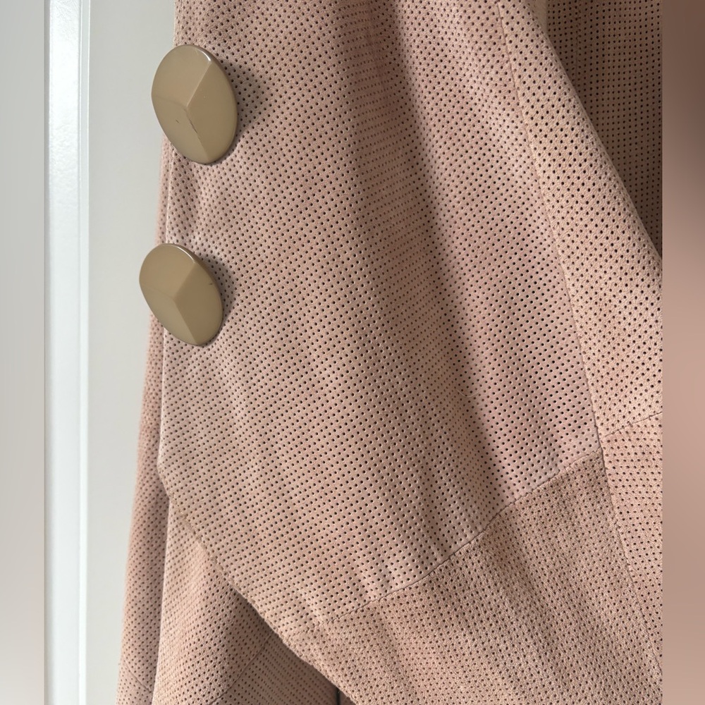 Vintage Made in Italy Perforated Suede Skirt Blush Pink - Picture 6 of 14